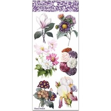 Violette Stickers - Elegant Flowers - 2 Floral Garden Sticker Sheets - Crafts