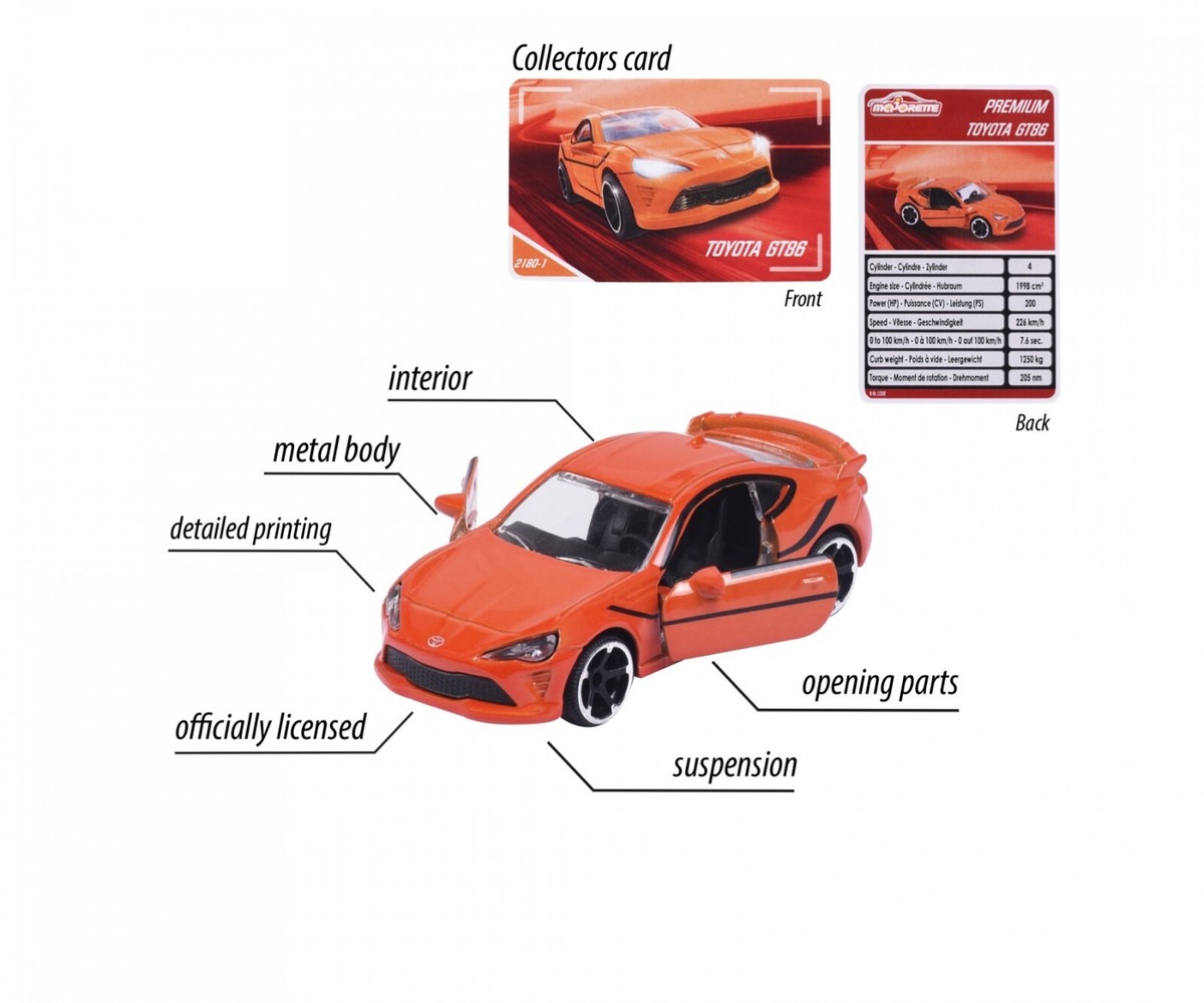 Toyota GT86 Orange Majorette Premium Cars 2022 218D 1:64 Scale Toy