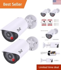 Realistic Dummy Security Camera with Red LED Light - Indoor/Outdoor - 2 Pack