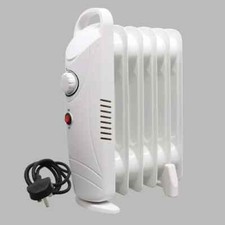 Oil Filled Radiator 6 Fin 800W Mini Electric Portable Heater W/ Thermostat White