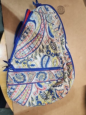 Vera Bradley Tennis Pickle Ball Racket Bag Blue Crossbody Full Zip