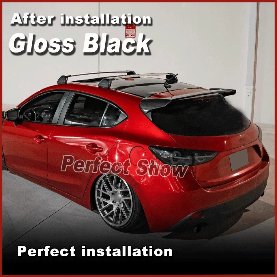 For Mazda 3 Axela Sport Hatchback 2014-17 Gloss Black Rear Roof Spoiler Lip Wing - Image 3 of 4