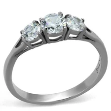 TK2260 - High polished (no plating) Stainless Steel Ring with AAA Grade CZ  in