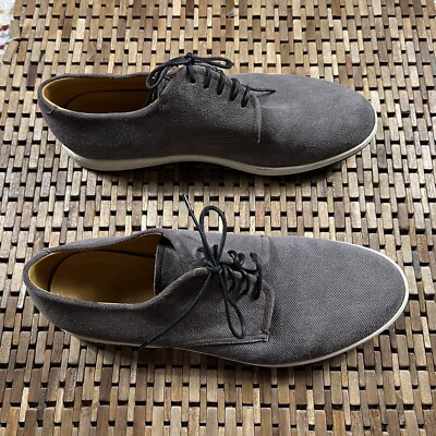 Giorgio Armani Low Top Leather Sneakers Shoes Lace Up Grey Men's