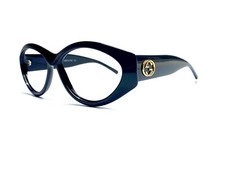 New Gucci Black Cat Eye Glasses Gold Logo Temples Italy GG 2195/S 807 58 13 145