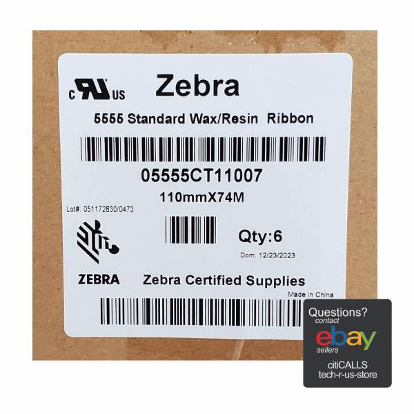 Zebra 05555CT11007 Thermal TransferBlack Wax Resin Ink Ribbon