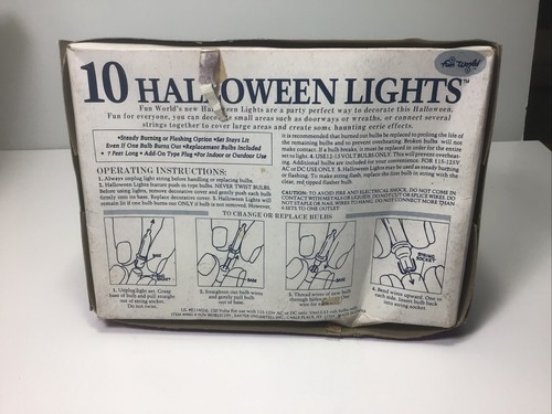 Vintage Fun World Halloween Skeleton Heads Skulls Blow Mold 10 String Lights - Picture 6 of 6