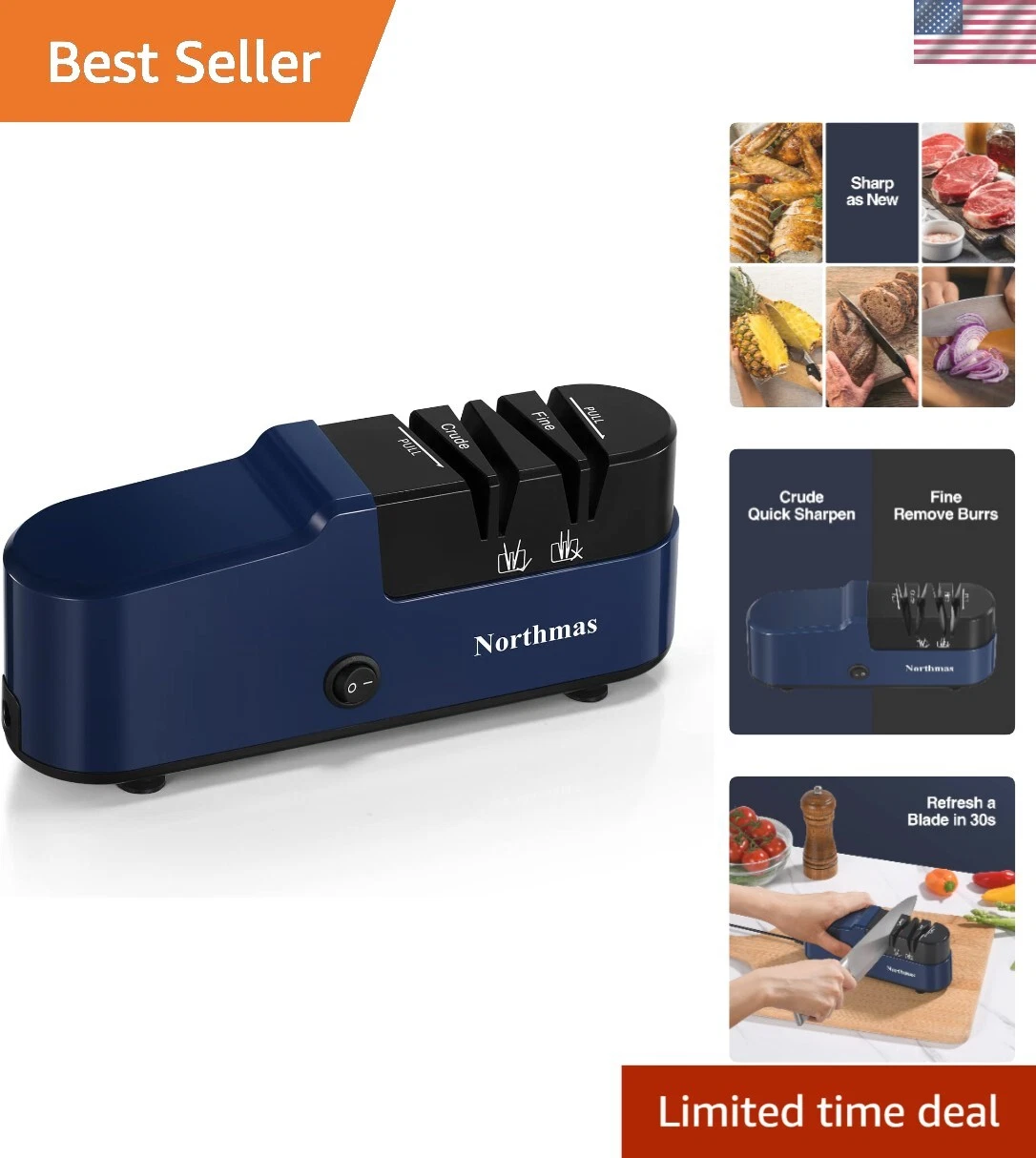 Compact 2-Stage Knife Sharpener with Global Voltage Design - Quick & Easy Use