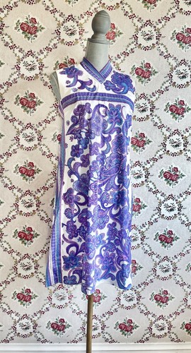 Vntg 60s Vera Neumann Designer Vntg Dress 12 Purple Paisley Hippie Mod/GoGo - Picture 12 of 12