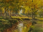 Vintage Fall Landscape 28 x 21 in Rolled Canvas Art Print Autumn Forest Scenery