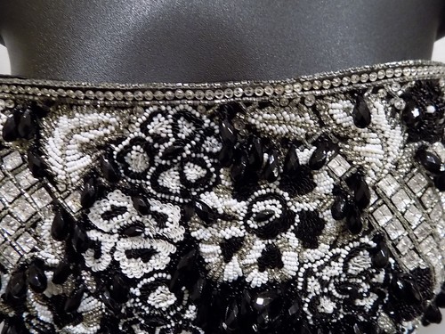 NWT VALENTINO Night Blk & Wht Beaded & Polkadot Cocktail Dress Sz 12 Italy (92) - 第 8/8 張圖片