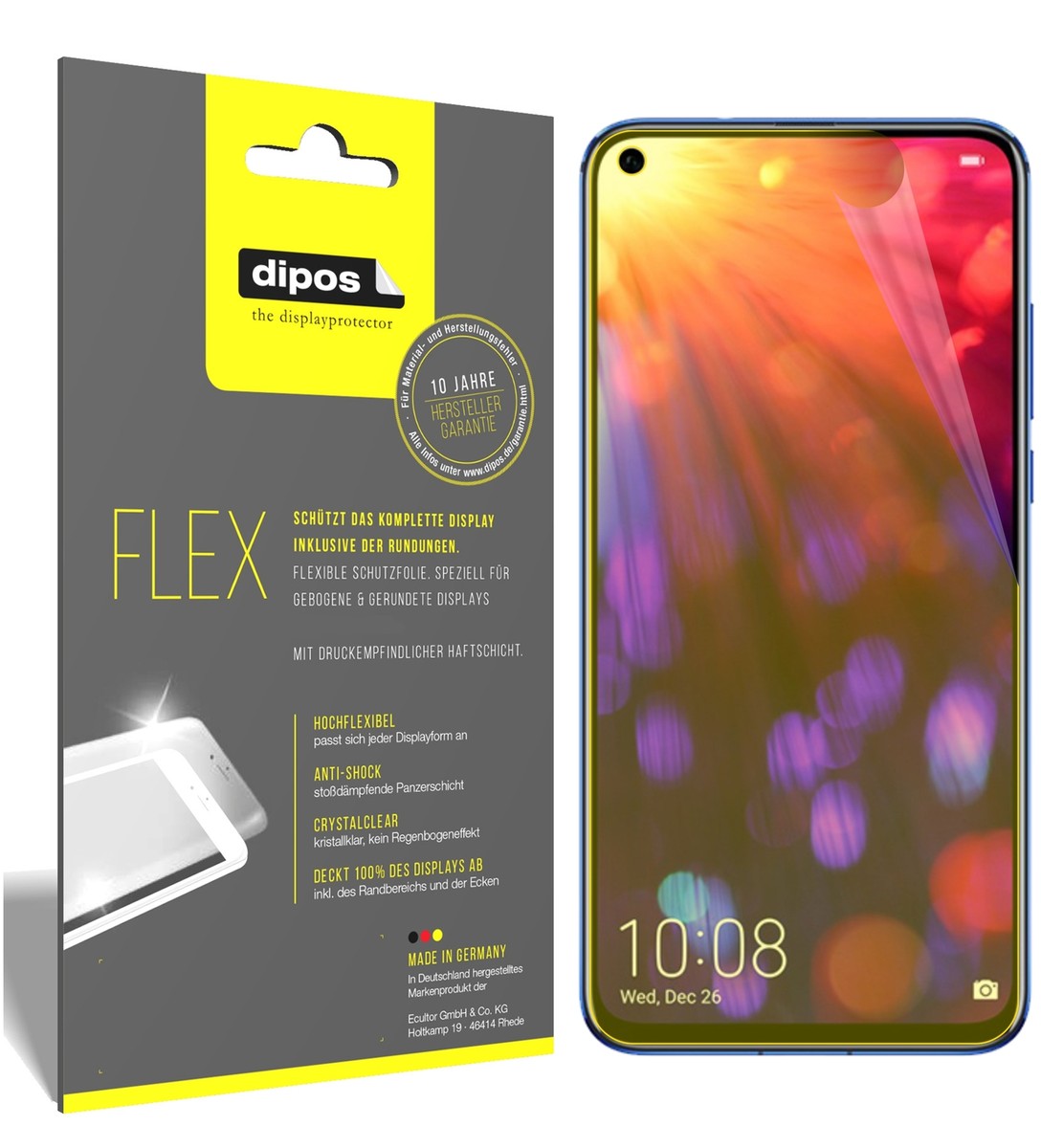 Dipos 6x Pellicola Protettiva In Cristallo Per Honor V20 - Made In Germany, Anti-graffio - 3