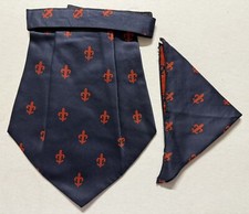 Red NAVY blue Men Silk Cravat POCKET SQUARE Scarf Ascot Tie PARTY-PRE STITCHED