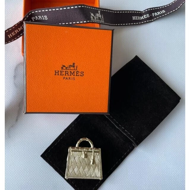 Hermes Paris Curiosite Kelly Bag Charm Pendant Top Gold Plated w/Box Japan  New