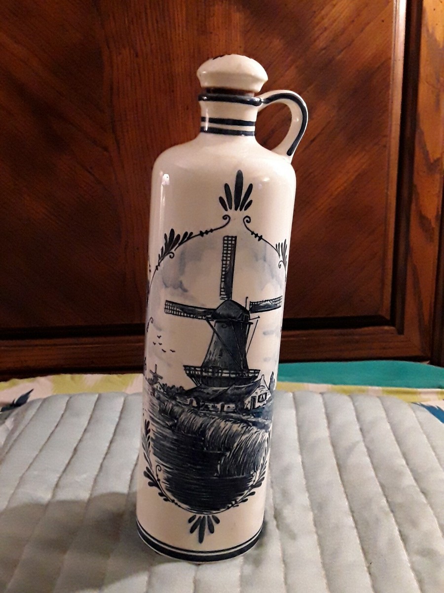 Vintage delft blue liquor bottle with original cap | eBay
