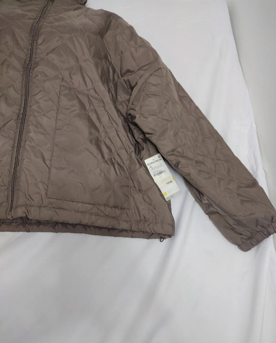 NEW ZELLA Size XL Quilted Bomber Jacket Puffer Zip Coat Grey