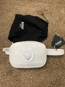 Versus Versace White Lion Head Croc Leather Unisex Fanny Belt Bag
