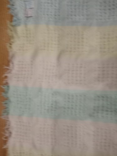 Vintage Japan All Mine 100% Acrylic Knit Baby Blanket Pastels Waffle Weave - Picture 18 of 23