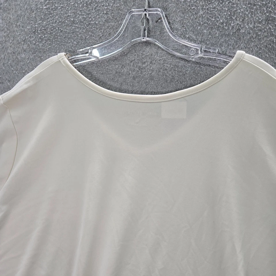 Top Susan Graver Mujer 3x Blanco Essentials Camisa Manga Corta Cuello en V Foto 4 de 4