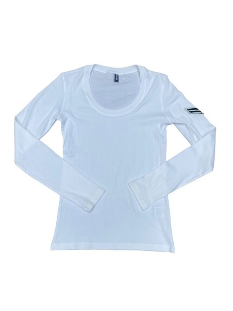 Jean Paul Gaultier  White Ribbed Longsleeves Size XL fits M