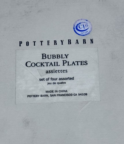 POTTERY BARN BUBBLY Cocktail Plates 8.25” Original Box Set of 4 Vintage - Picture 4 of 15