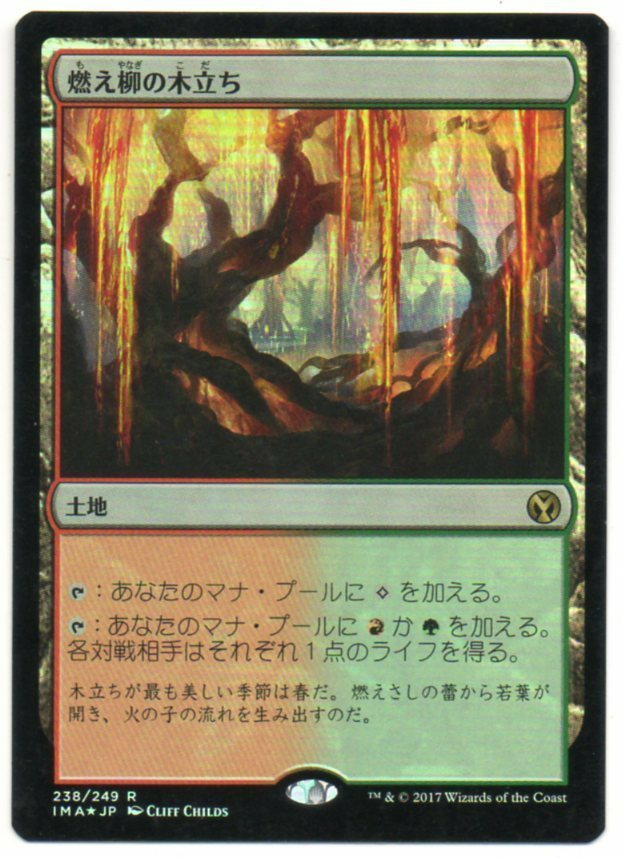 mtg 燃え柳の木立ち スペイン語 foil1枚 EX+](フルアート)燃え柳の木