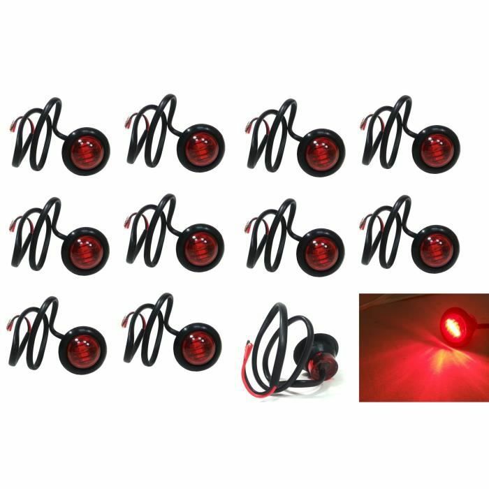 Feux de gabarit LED rouge 24V ronds 3/4 pour la signalisation arrière de camion et caravane
