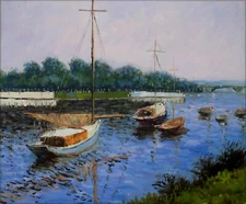 Hand Painted Oil Painting Repro Caillebotte basin at Argenteuil 20x24in