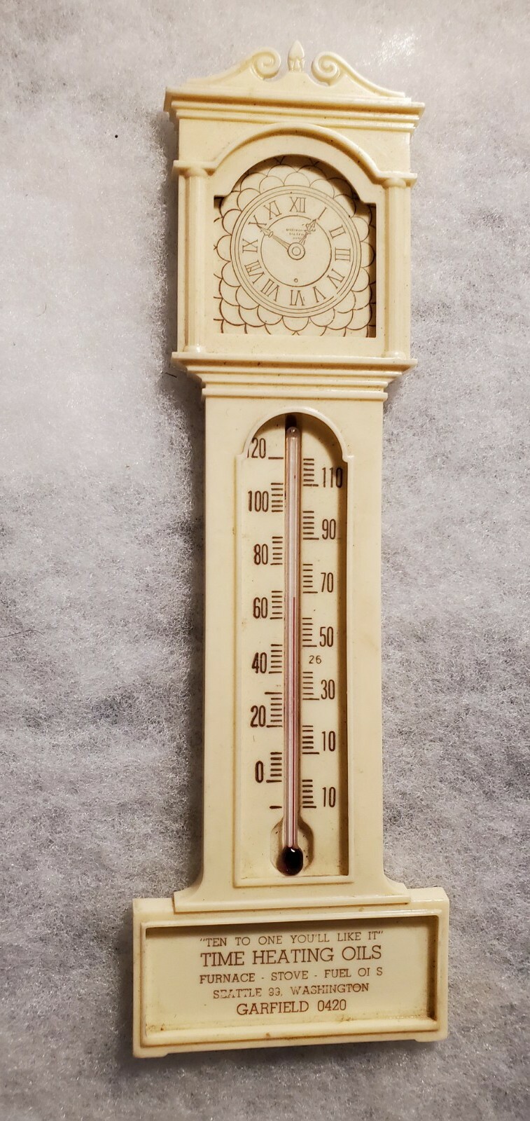 1950s? Plastic Figural Grandfather Advertising Clock Time Heating Oil
