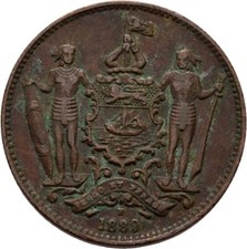 British North Borneo 1 Cent  Bronze 9,4 g  Original Münze #BB447