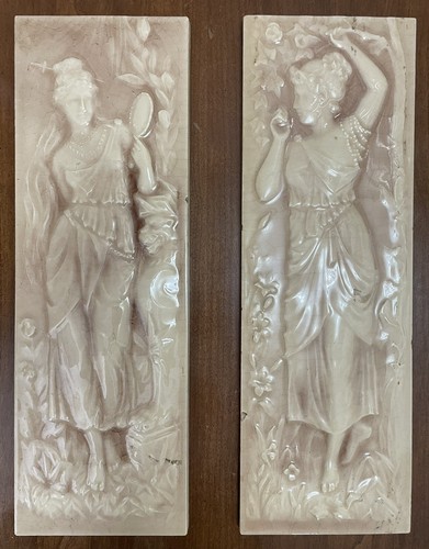Pair Nineteenth Century Mintons Majolica Fireplace Tiles - Picture 2 of 17