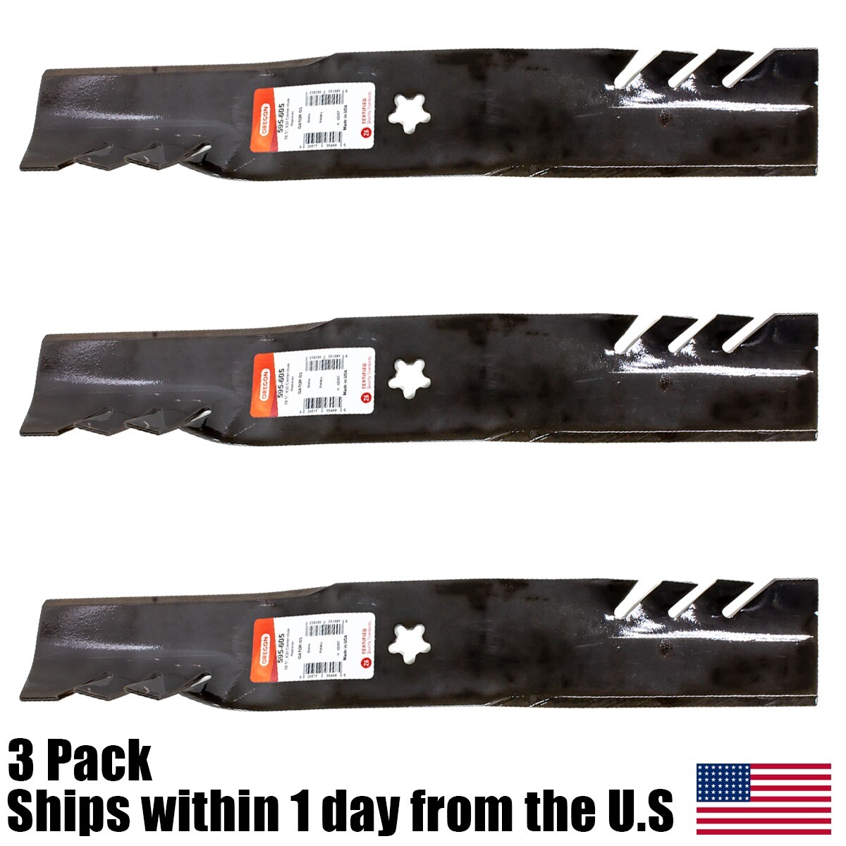 Set of 3 54" Oregon G5 Gator Lawn Mower Blades for Craftsman 187256