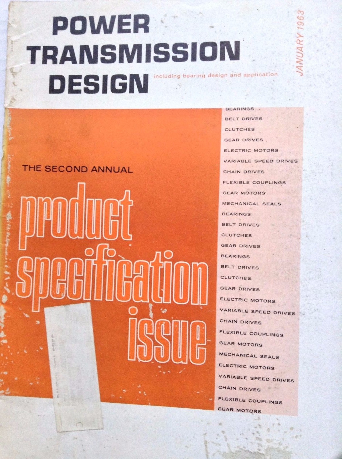 Power Transmission Design Magazine Product Specs January 1963