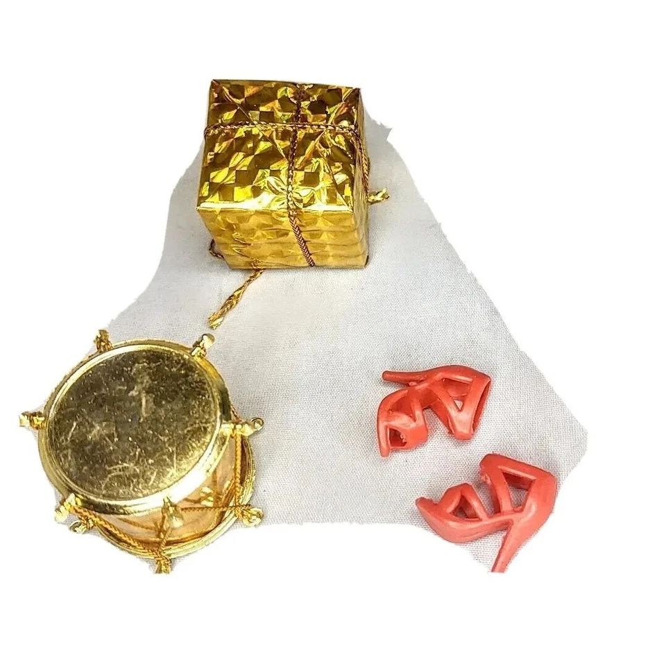 Conjunto de regalo de Navidad de tambor dorado zapatos para muñeca de moda de niña de 11,5" miniatura 1:6 Foto 2 de 3
