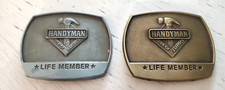 Pair of Handyman Club Of America Life Member Hammer Silver Brass Belt Buckle
