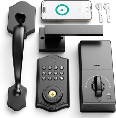 Smart Front Door Lock Set APP Control Keyless Entry Door Lock with Handle Sma...