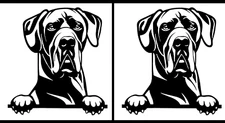 Great Dane Peeking Dog TWO PACK Black Vinyl Decal Car Truck Window Laptop