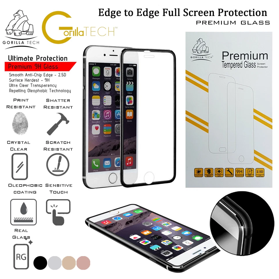 Tempered Glass For iPhone SE 11 Pro Max Metal Edge ScratchProof Screen Protector - Image 2 of 4