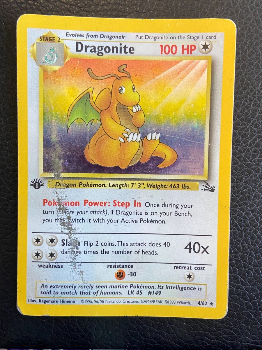 ポケモン - カイリュー Dragonite 1ED 1st Edition 英語版 4/62 Dragonite 4/62 1st Edition Fossil (Pokemon) Holo Rare - HP