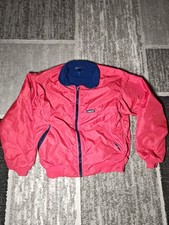Vintage 90s Patagonia Bomber Jacket Kids MediumRed Blue Fleece Lined Made in USA