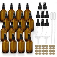 16-Pack 4oz Amber Glass Spray Bottles, Fine Mist, UV Protect