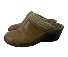 Ugg Gael Clog Mule 1939 Tan Leather Sheepskin Lined Knit Trim Slip On Womens 7