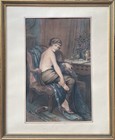 Tableau Lithographie aquarellée 20èm XXèm Kavel Portrait de femme art Déco Rare