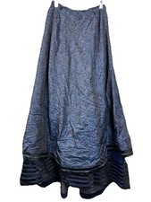 AS FOUND Antique Edwardian 1900 Fancy Skirt Blue Black Silk Brocade