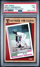 1987 TOPPS TURN BACK THE CLOCK #311 RICKEY HENDERSON PSA 7
