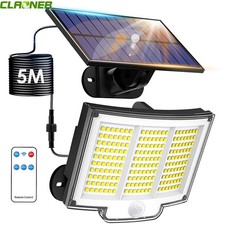 210 LED Solarleuchte mit Bewegungsmelder Außen Solarlampe Fluter Sensor Strahler