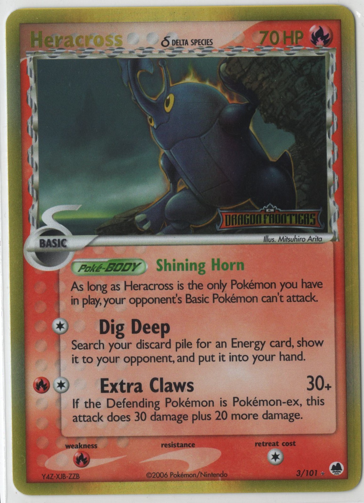 Dragon Frontiers #3/101 Heracross (Delta Species) Reverse Holo LP