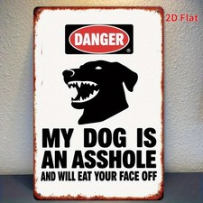 Dog Warning Tin Metal Sign Danger My Dog Wall Art Decor 8x12