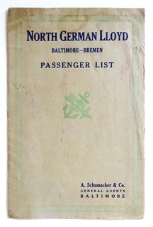 Passagierliste Dampfer RHEIN des Norddeutschen Lloyds vom 09. Juni 1911