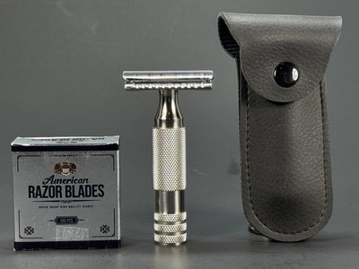 Travel Chubby Closed Comb Safety Razor with 100 American Razor DE Blades